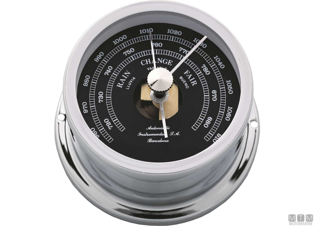 A-Nautic Minor clock 72 mm chrome-plated brass black dial - original photo Motomarine Srl