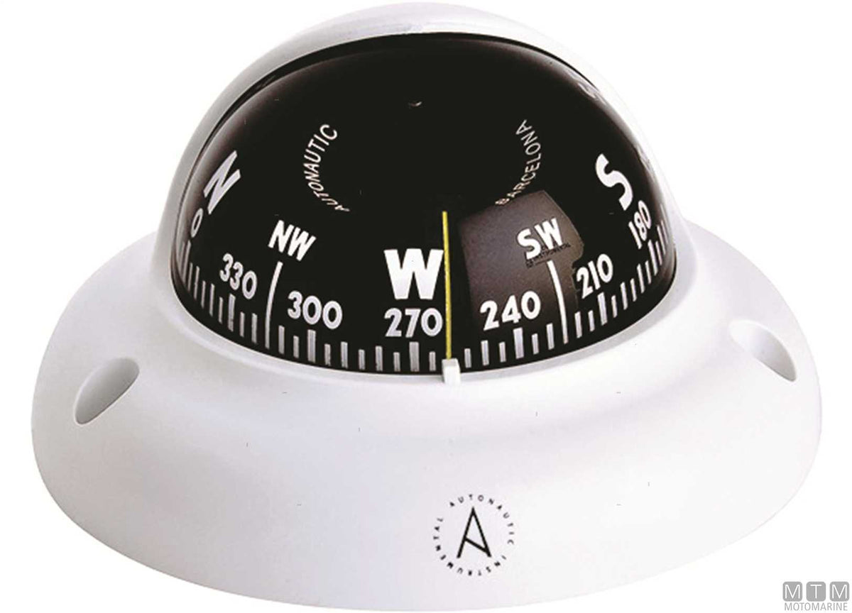 A-Nautic C3 bulkhead compass, white, 65 mm rose - original photo Motomarine Srl