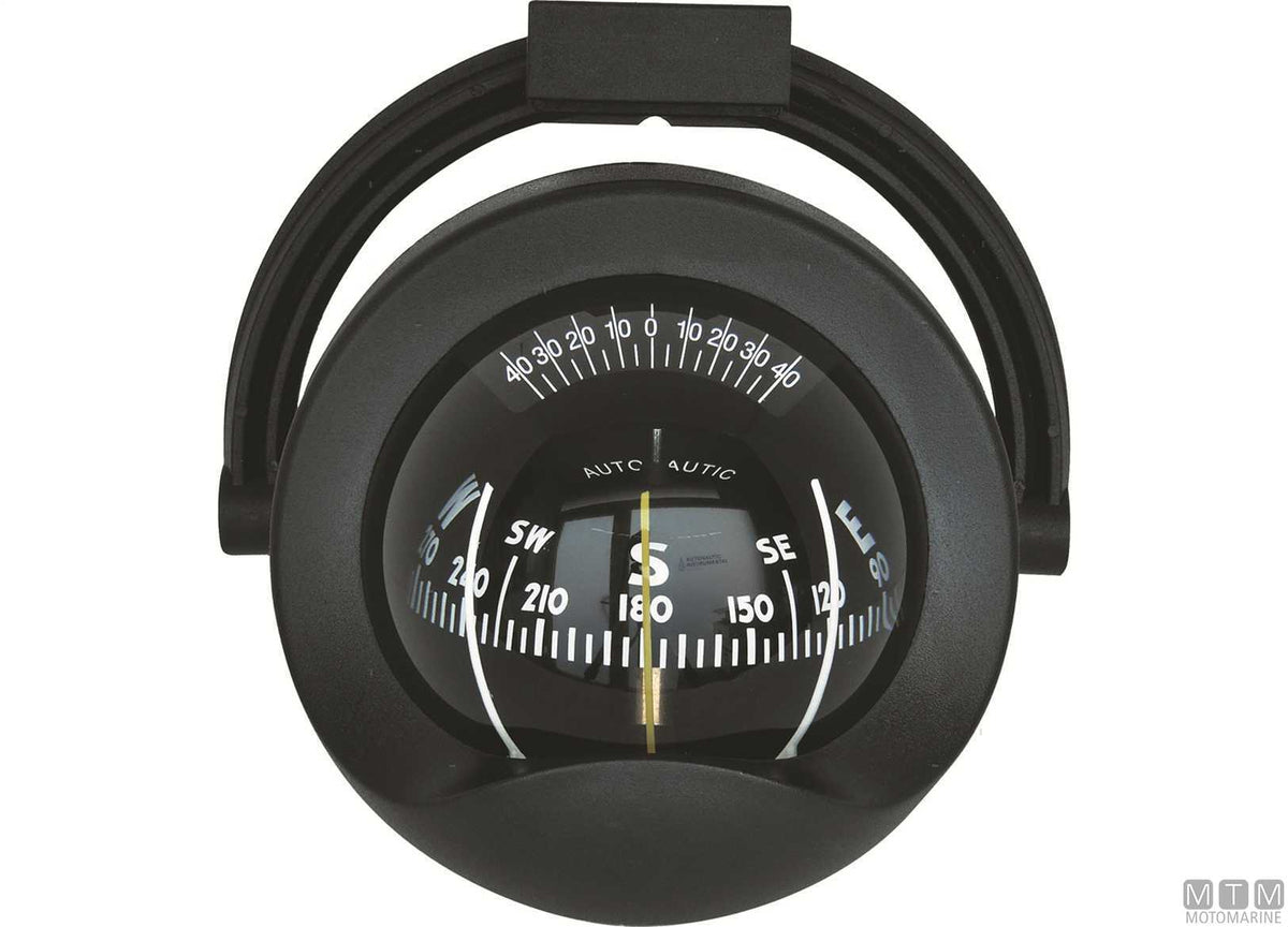 A-Nautic C8 bracket compass, black, Ø85 mm rose - original photo Motomarine Srl