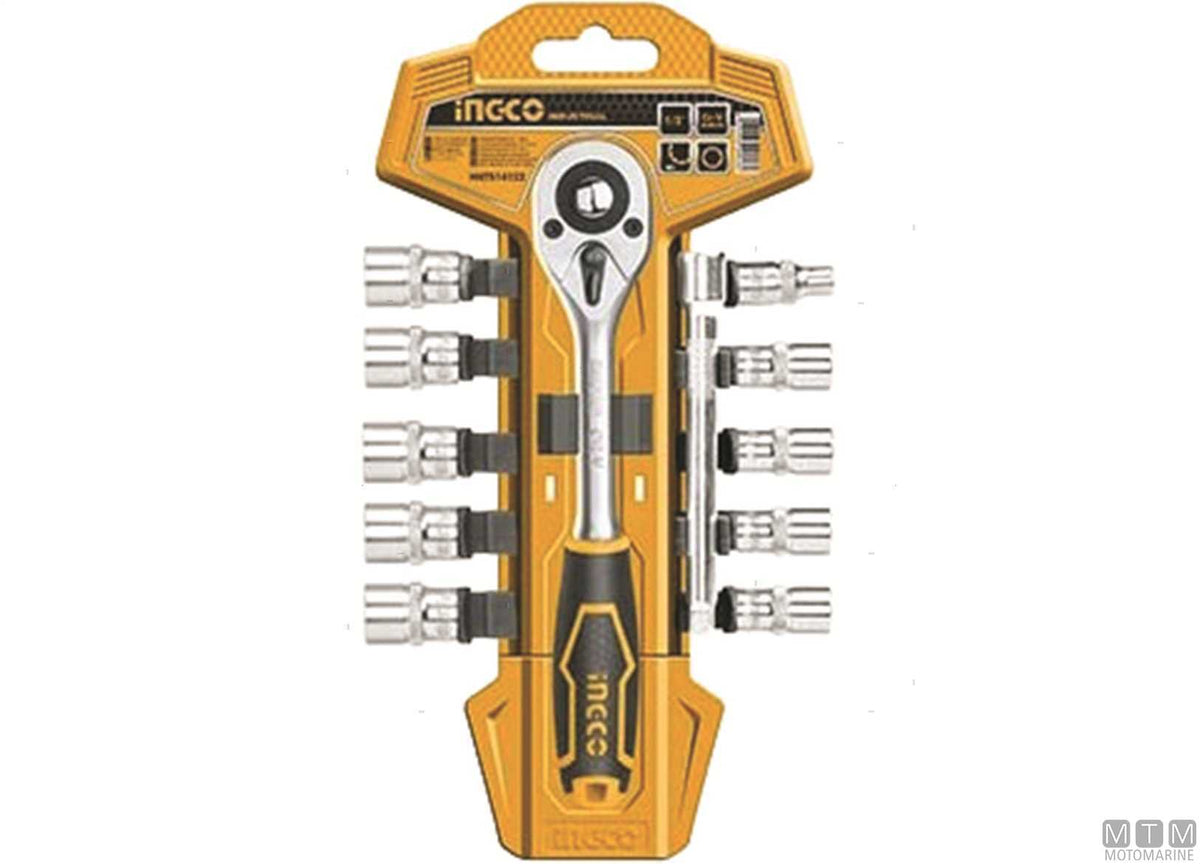 1/4" ratchet with sockets Ø5-14 mm, 12-piece set - original photo Motomarine Srl