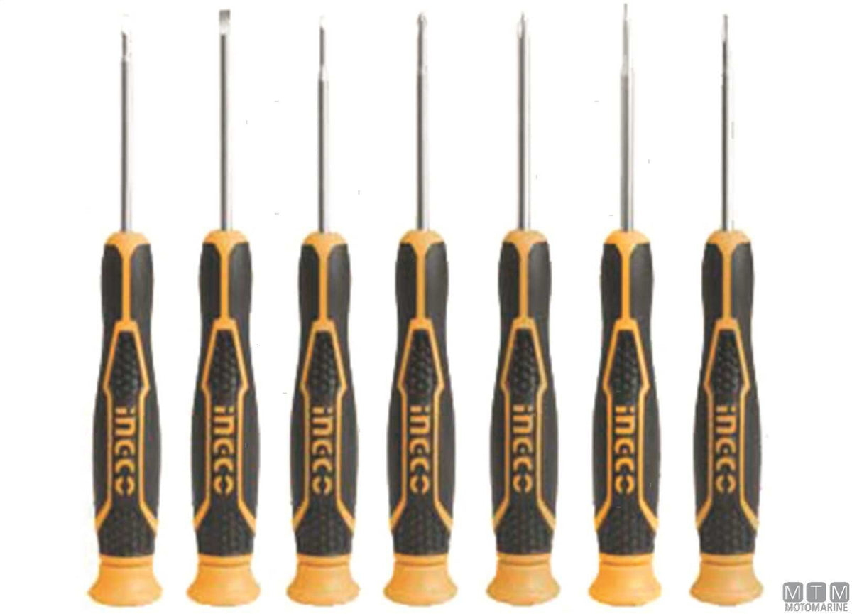 Precision screwdrivers 3SL+2PH+2TX, 7-piece set - original photo Motomarine Srl