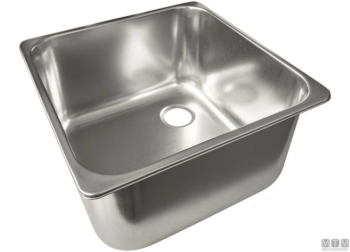 Square sink 330x330 mm stainless steel 18/8 - original photo Motomarine Srl