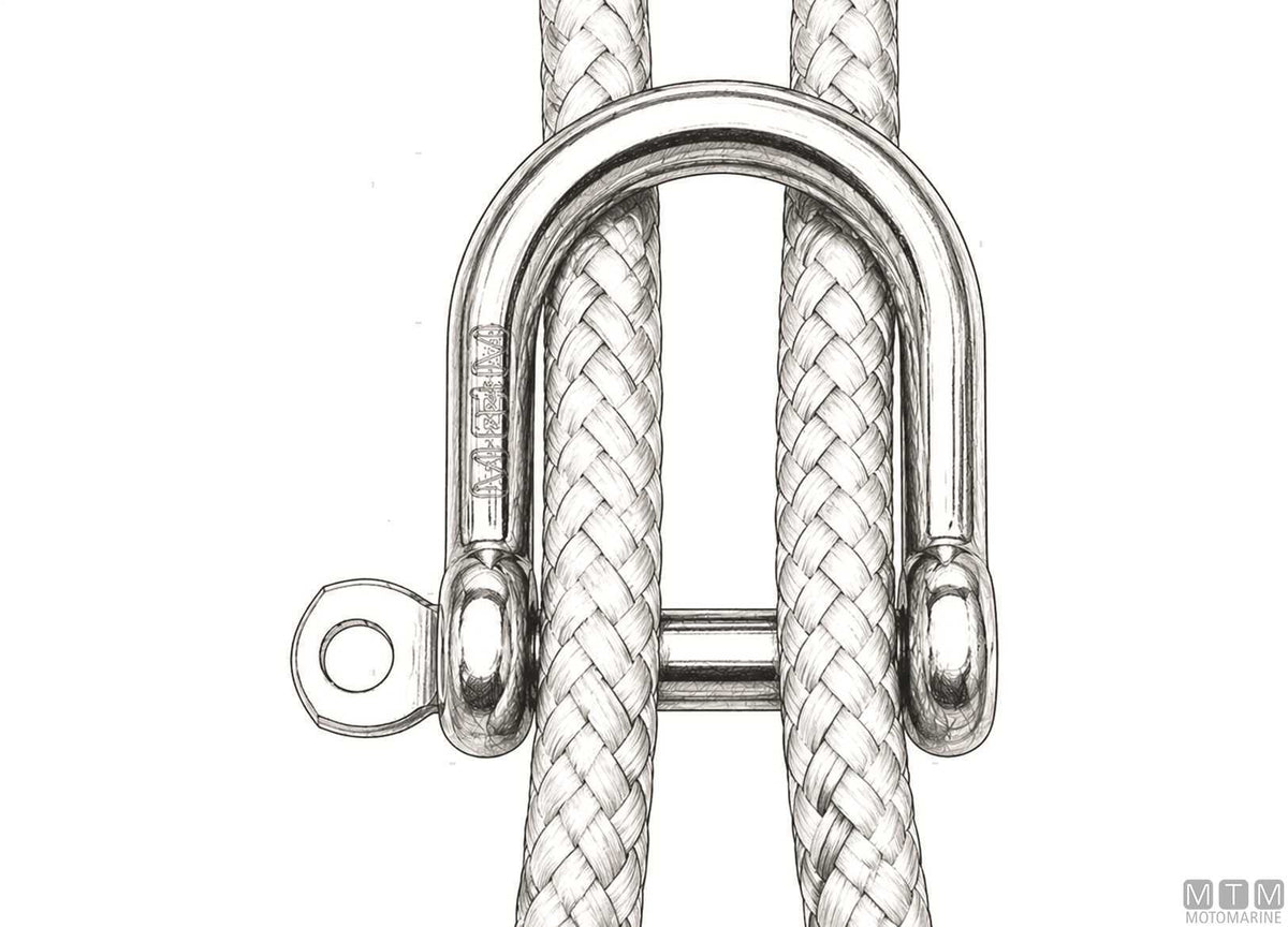 Wide shackle Ø8 mm AISI 316 stainless steel M-CARD - original photo Motomarine Srl