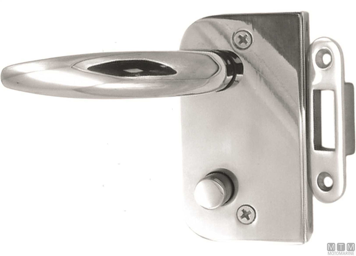 Door lock with privacy function and keys left-hand stainless steel - original photo Motomarine Srl