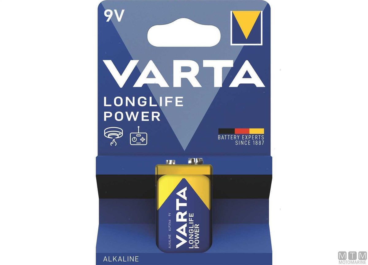 Varta 9V Alkaline Longlife Power Battery - original photo Motomarine Srl