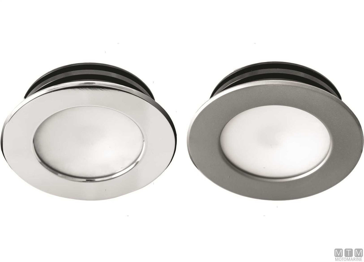 Warm light LED spotlight Astel Intensa satin stainless steel Ø79 mm - original photo Motomarine Srl