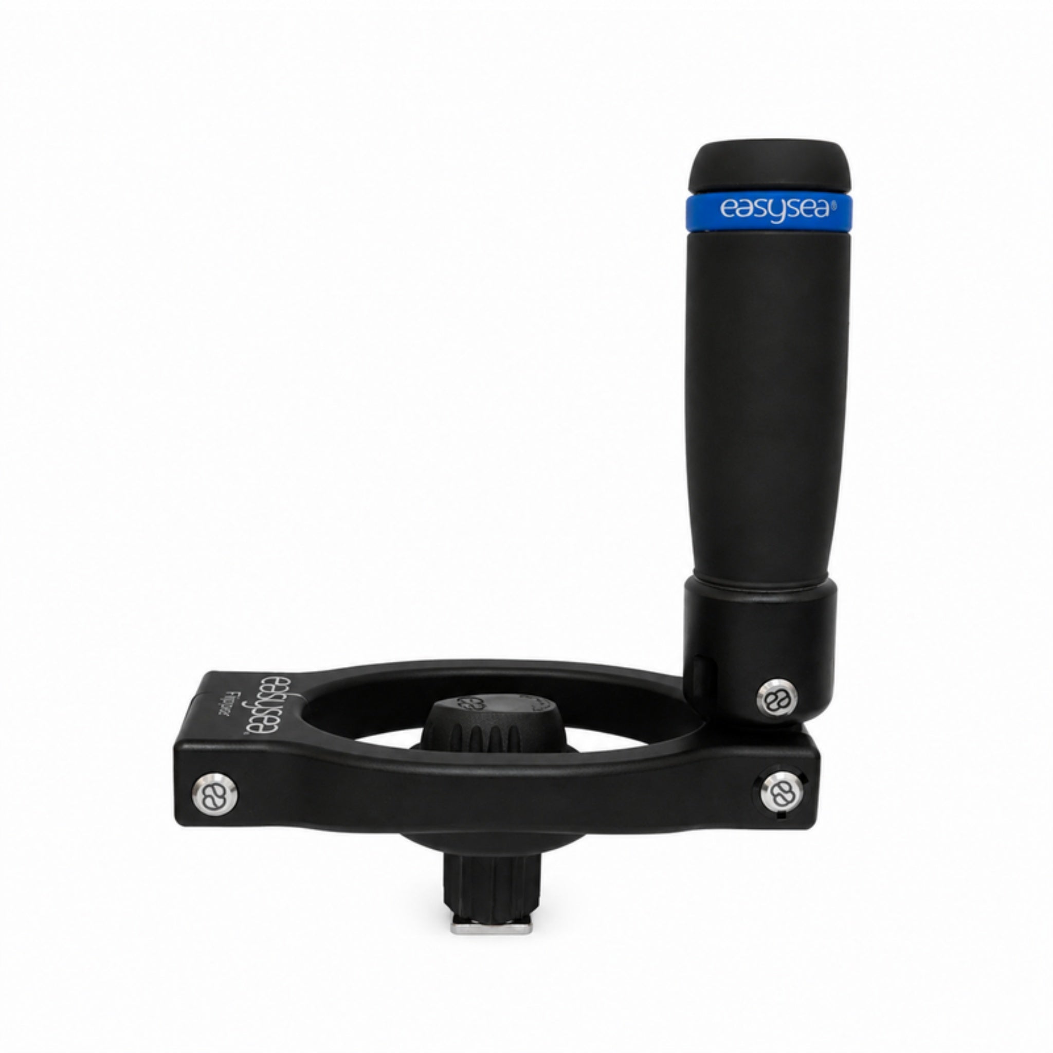 Flipper winch handle in the half-open position with the grip upright, ready for quick trimming