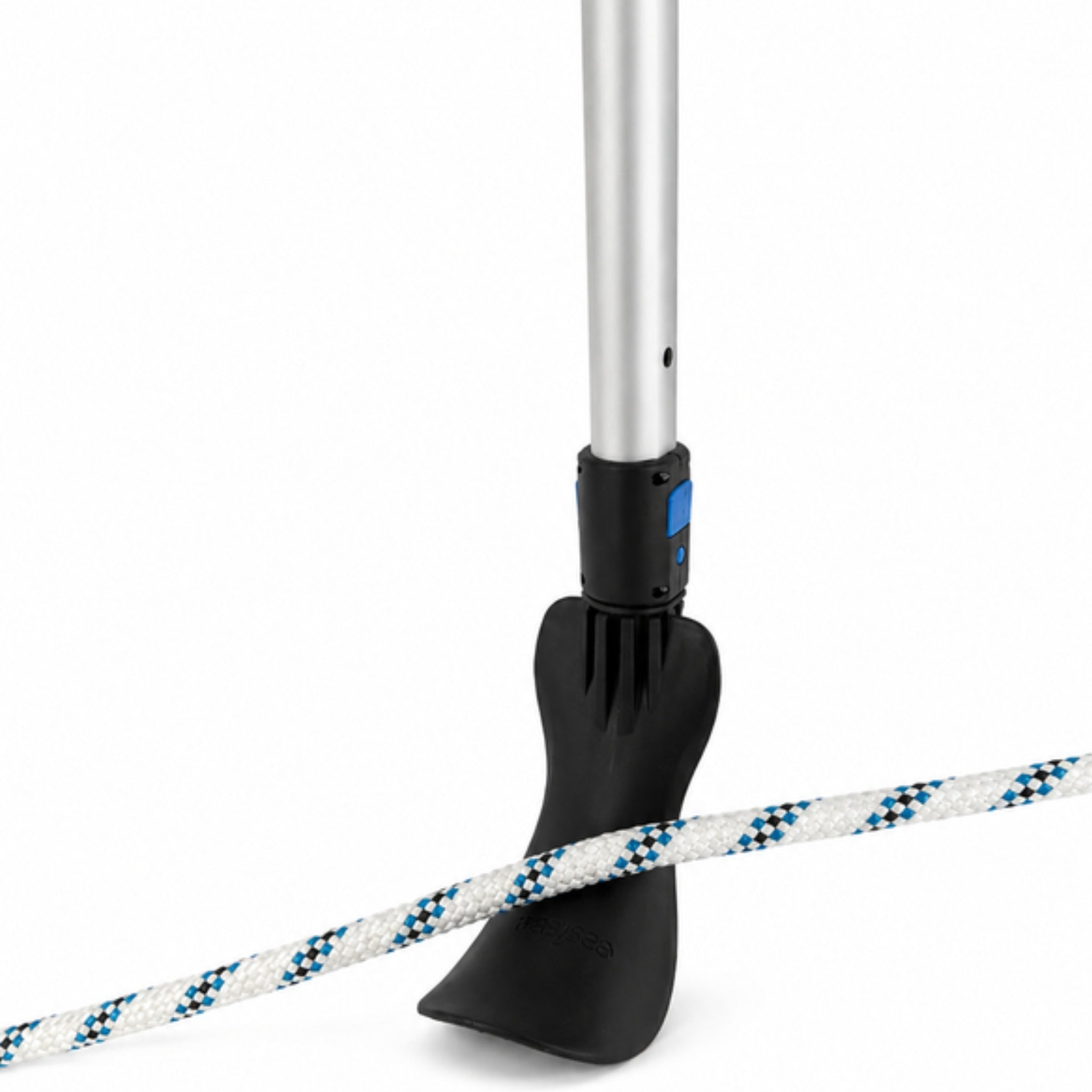 Jake QuickGrip Linemaster head mounted on a Jake pole picking up a mooring line