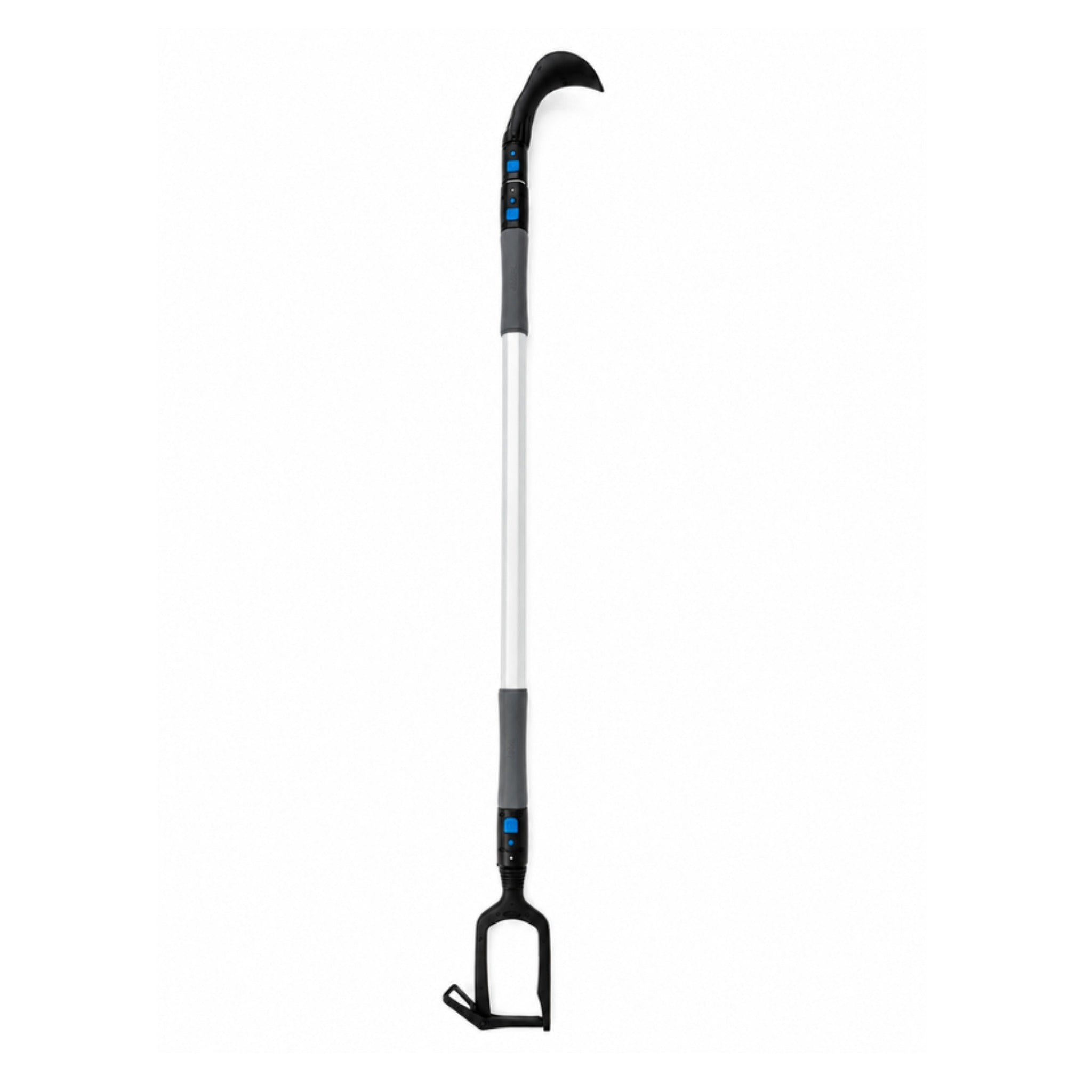 Jake telescopic pole with boat hook head and line-passing head fitted