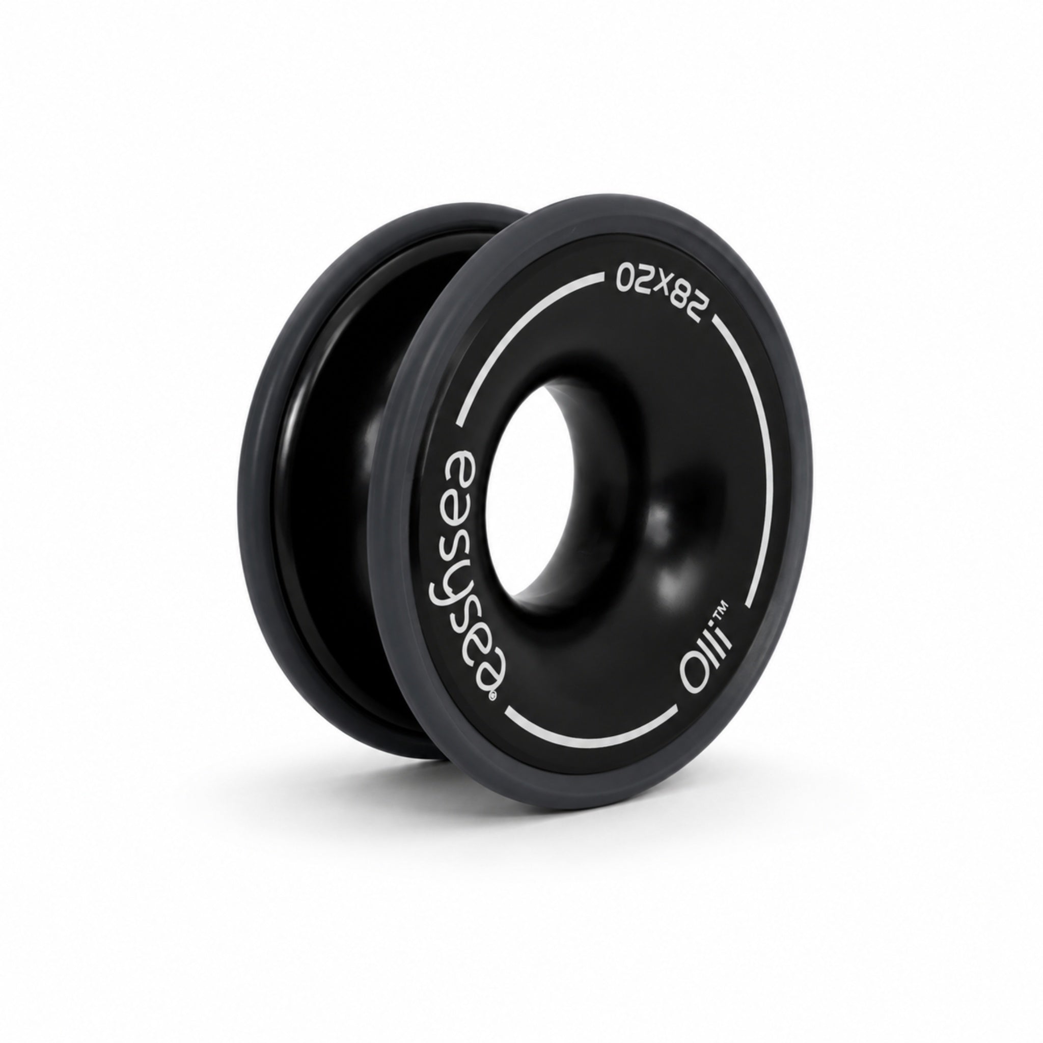 Olli low friction ring at 45 degrees showing the aluminium body and the double rubber sheath