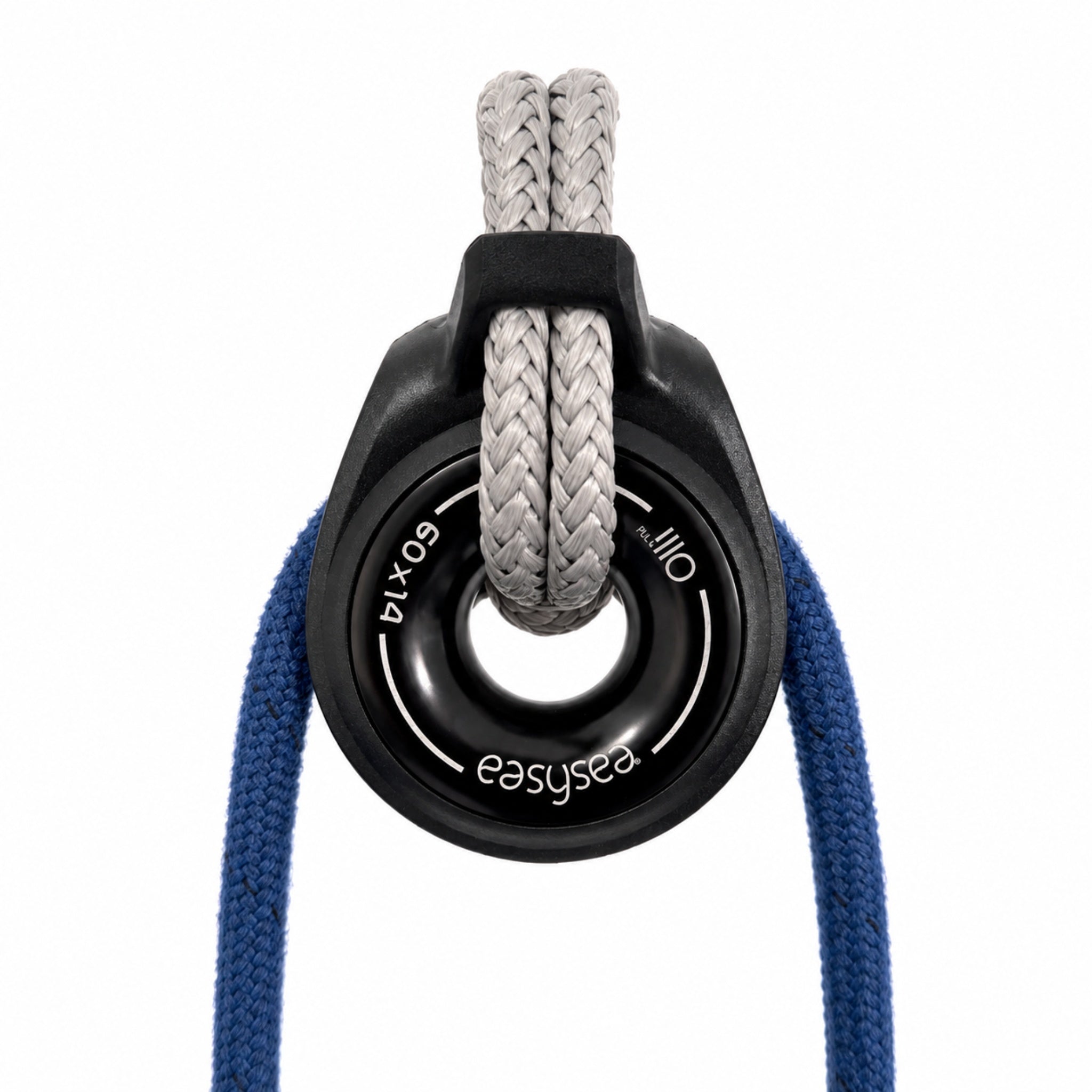 Olli snatch block with the line running through the sheave, front view