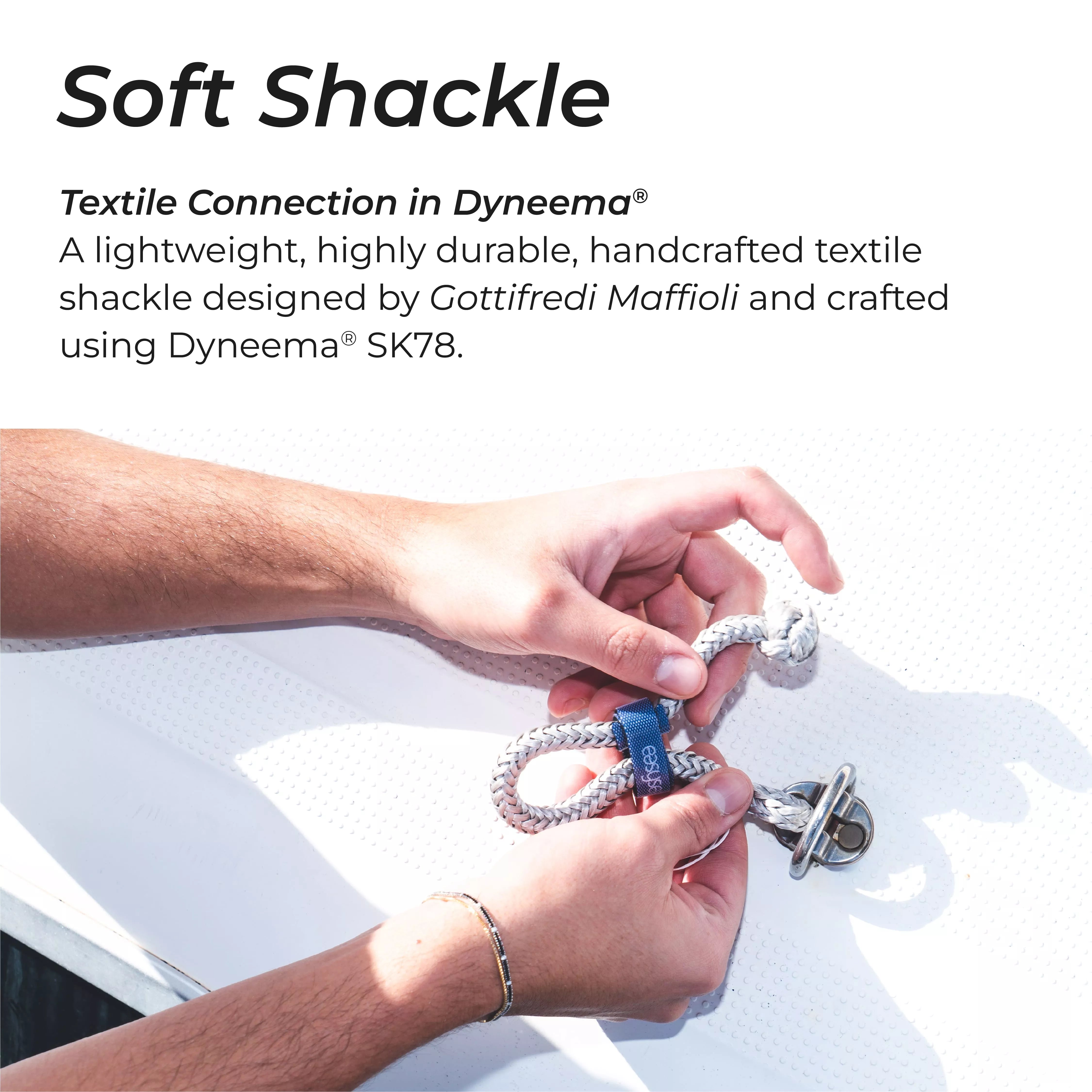 Soft Shackle in Dyneema — installed onboard
