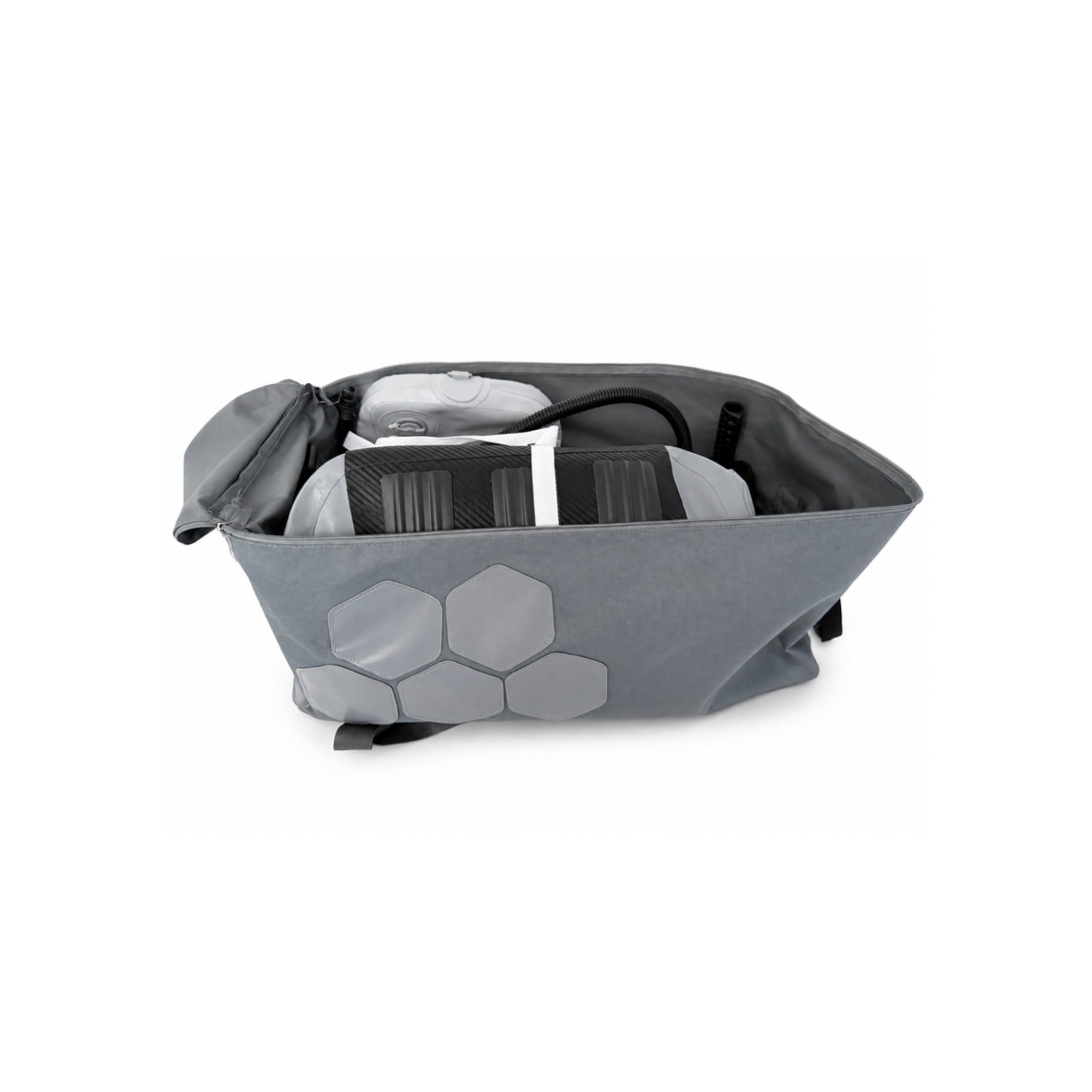 WAY2 carry bag open with the gangway and the accessories inside