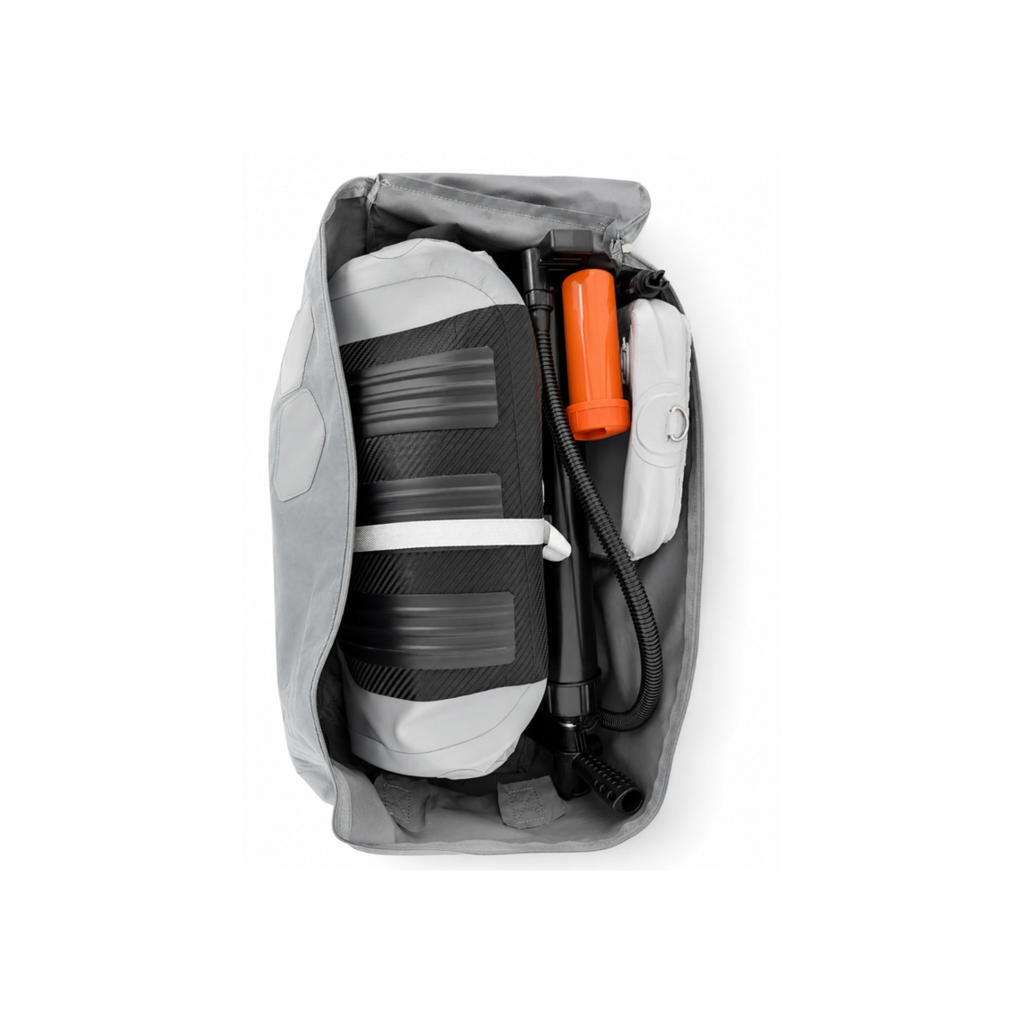 WAY2 hand pump and accessories inside the carry bag